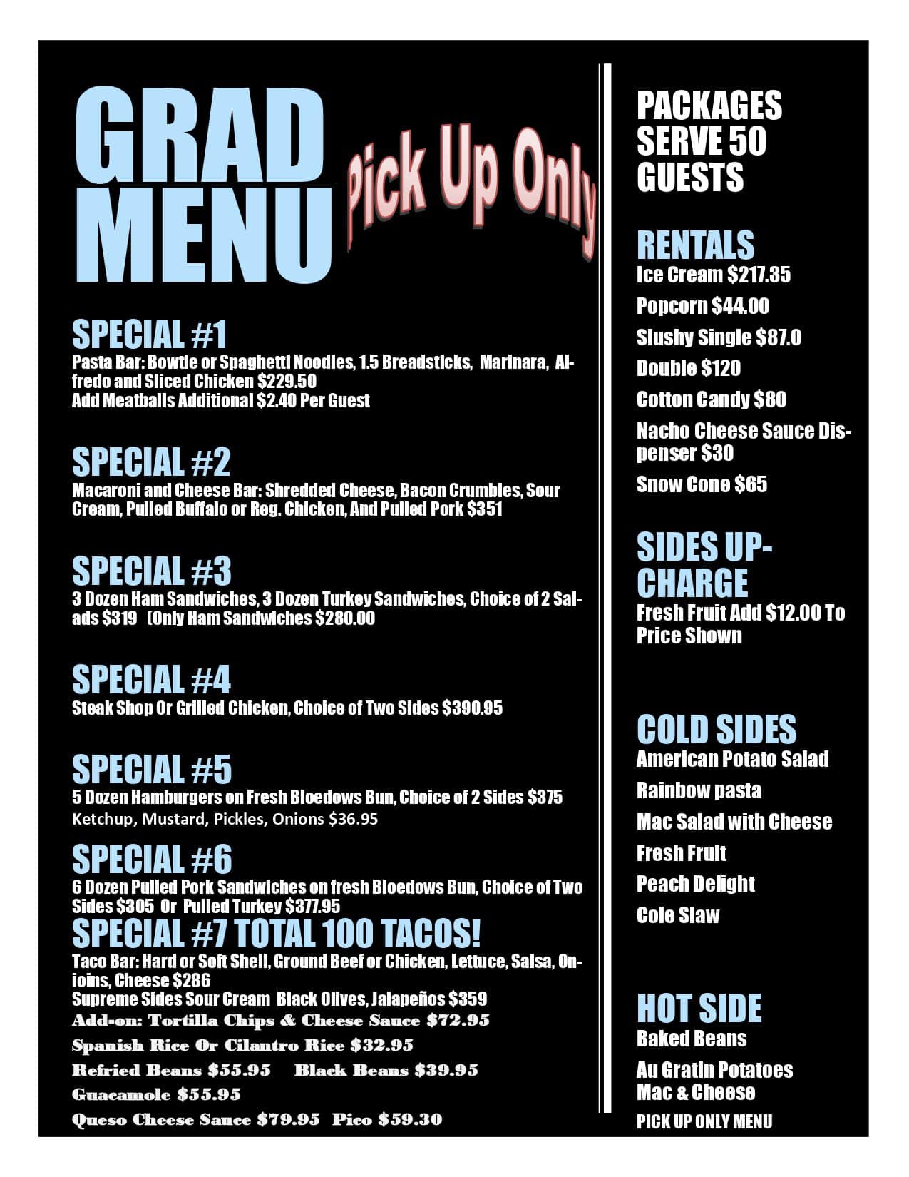 Grad Menu Or Celebration &Ndash; Steak Shop Catering